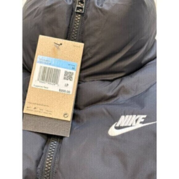 NEW Nike women's medium black/white puffer long Therma Fit vest MSRP $200 - Picture 7 of 12